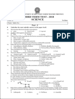 Grade 08 Science 3rd Term Test Paper 2018 English Medium - North Western Province