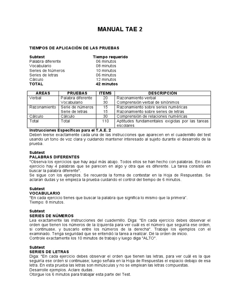 Manual TAE 2: Pruebas y Calificación | PDF | Prueba (evaluación ...