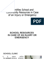 Identifies School and Community Resources in Case of Injury or Emergency