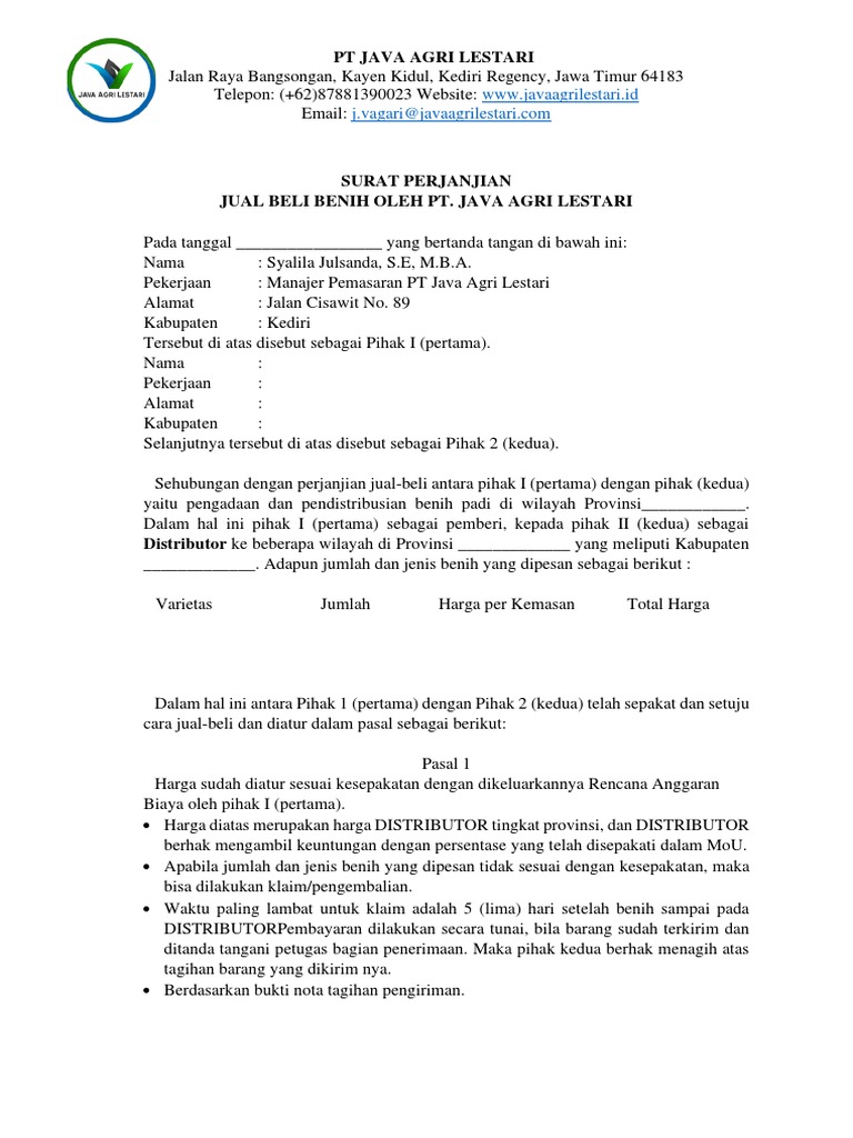 MoU Distributor | PDF | Bisnis