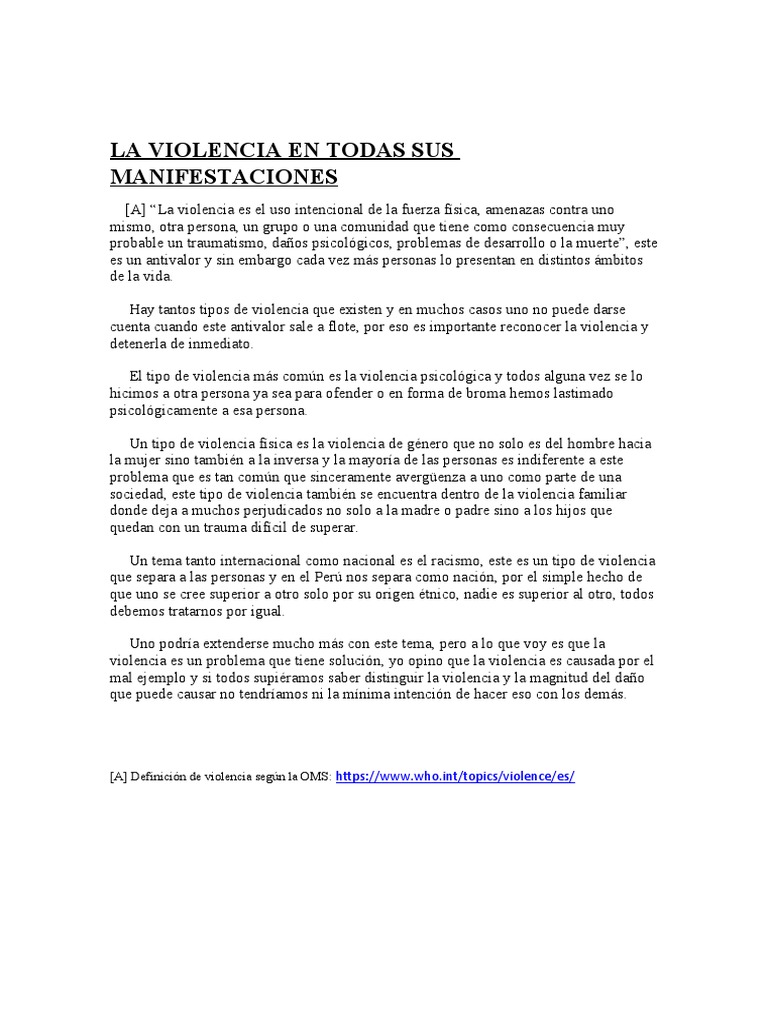 Tipos y manifestaciones de la violencia | PDF | Ciencias sociales