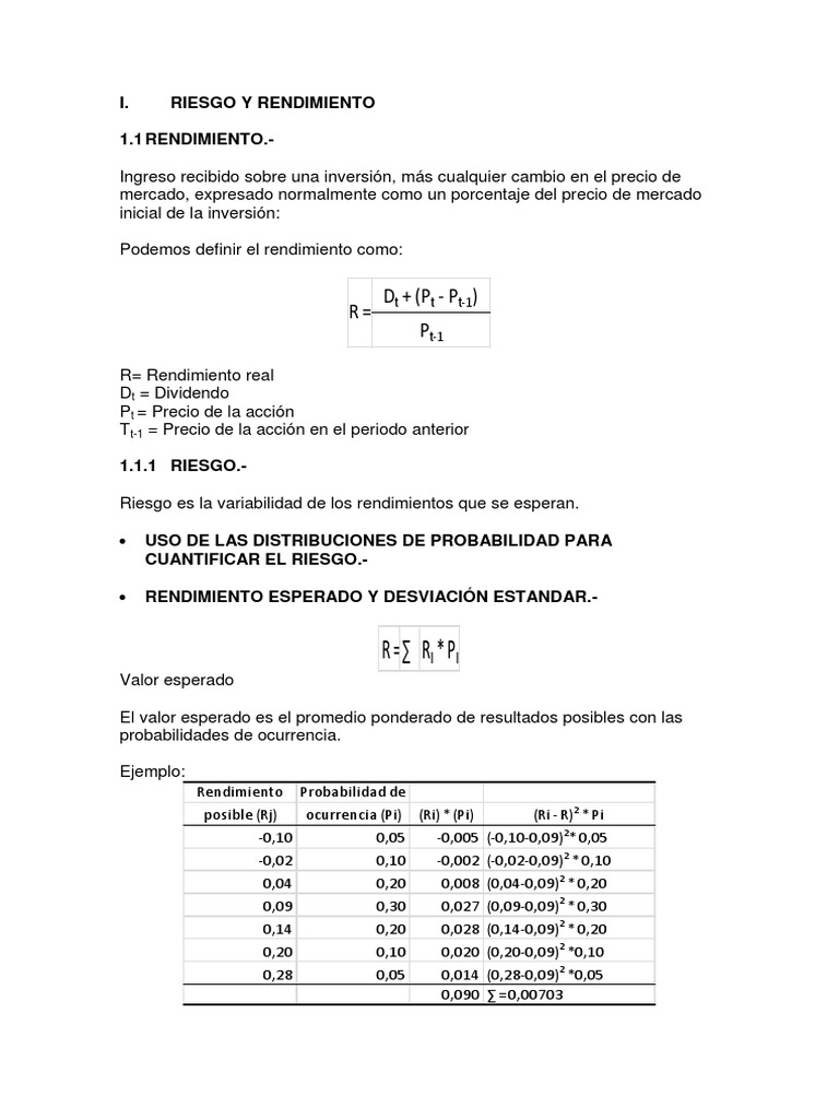 Criterio del Valor Esperado en Inversiones | PDF | Desviación Estándar ...