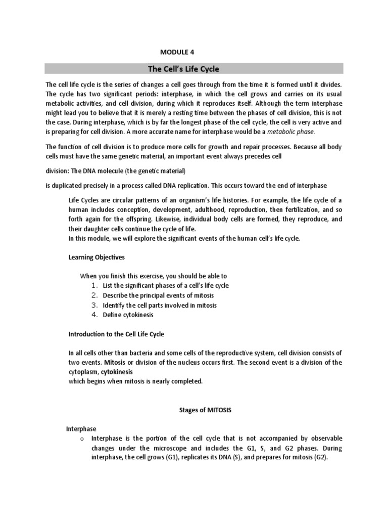 Understanding the Cell Life Cycle | PDF | Mitosis | Cell (Biology)