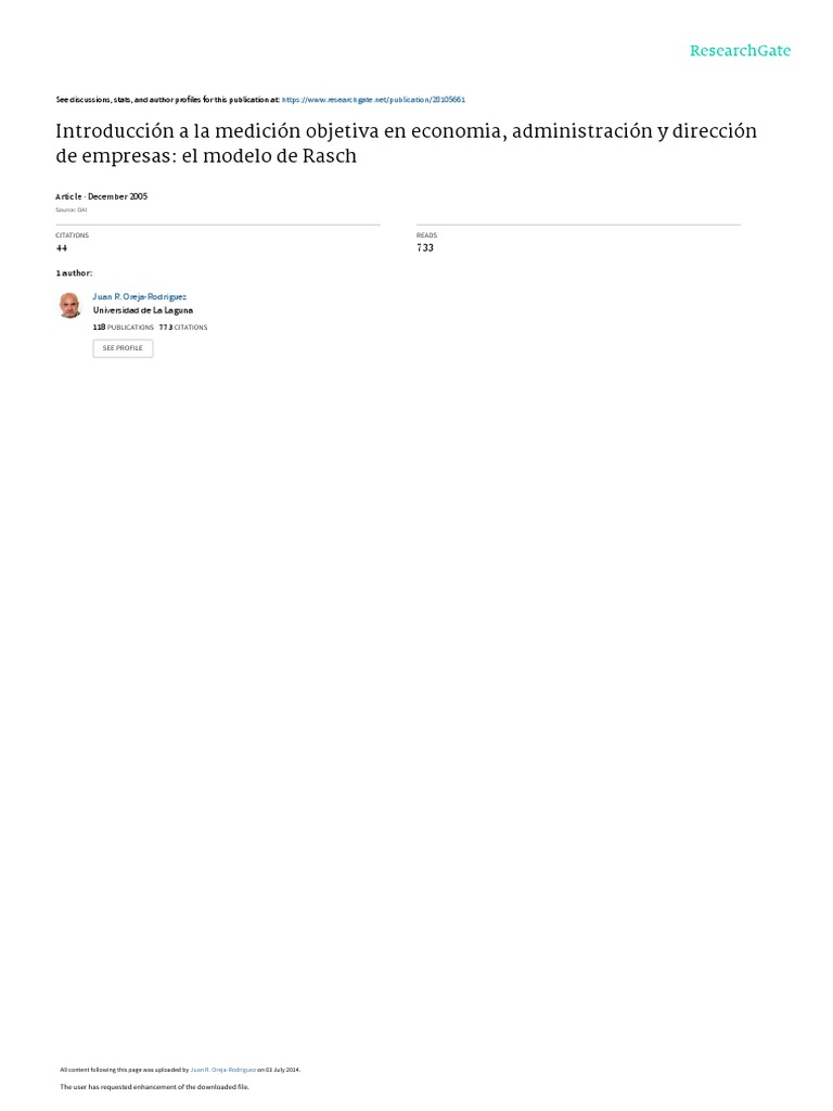 Medición Objetiva en Economía: Modelo Rasch | PDF | Validez ...