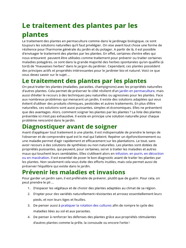 Le Traitement Des Plantes Par Les Plantes PDF Plantes Fongicide — free download