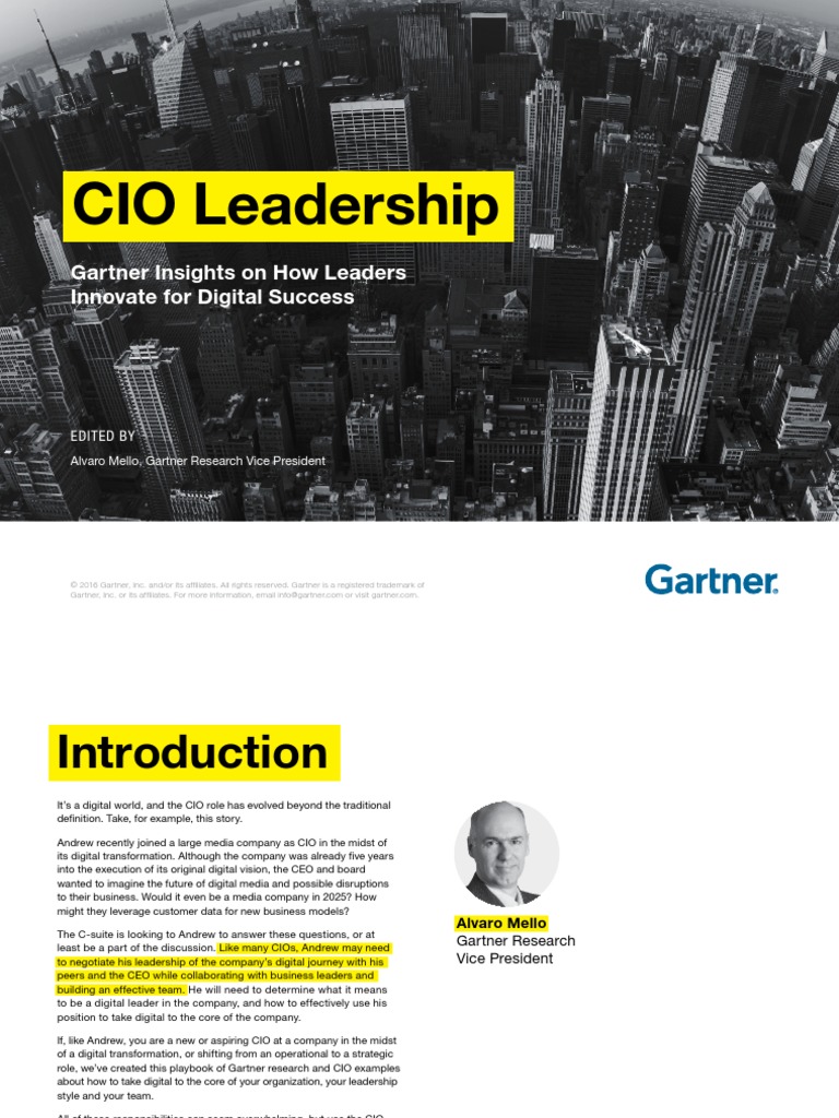 Gartner CIO Leadership PDF Chief Information Officer Leadership
