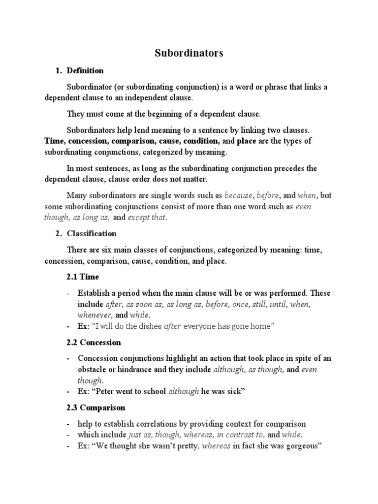 Subordinators | PDF | Clause | Linguistic Morphology