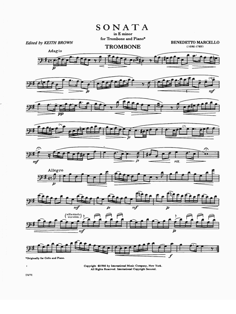 Marcello Benedetto Sonata 2 Trombone Piano PDF
