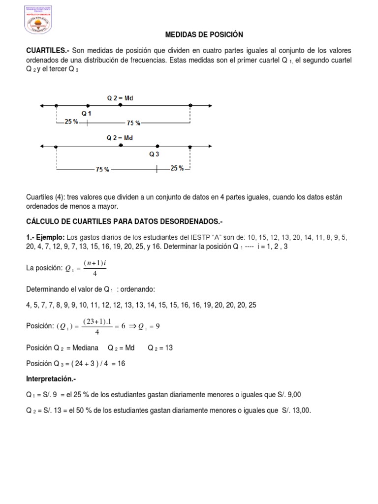 Cálculo de Cuartiles, Deciles y Percentiles | PDF | Cuantil ...