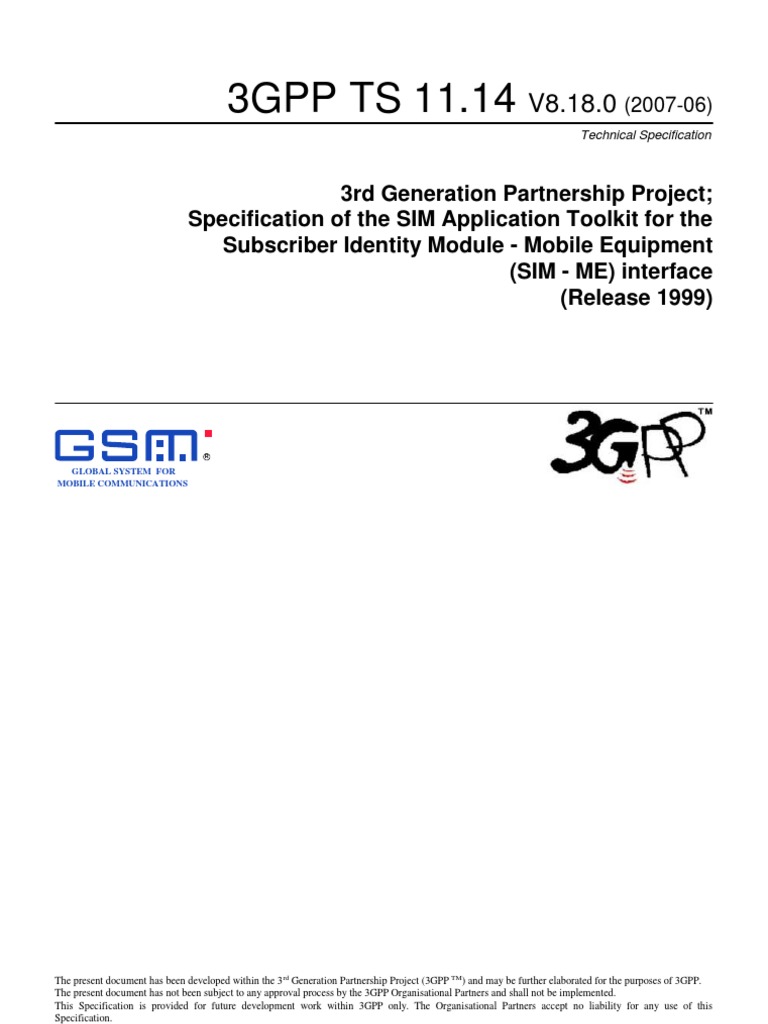 3gpp SIM Application Toolkit PDF Subscriber Identity Module