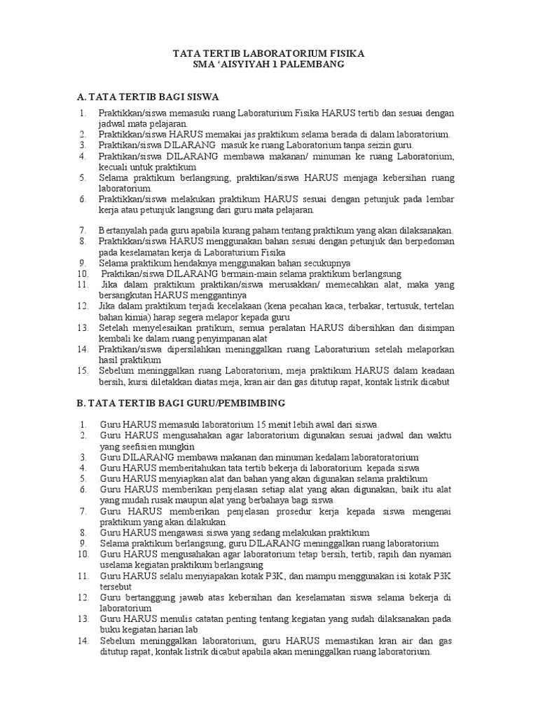 Tata Tertib Laboratorium Fisika PDF