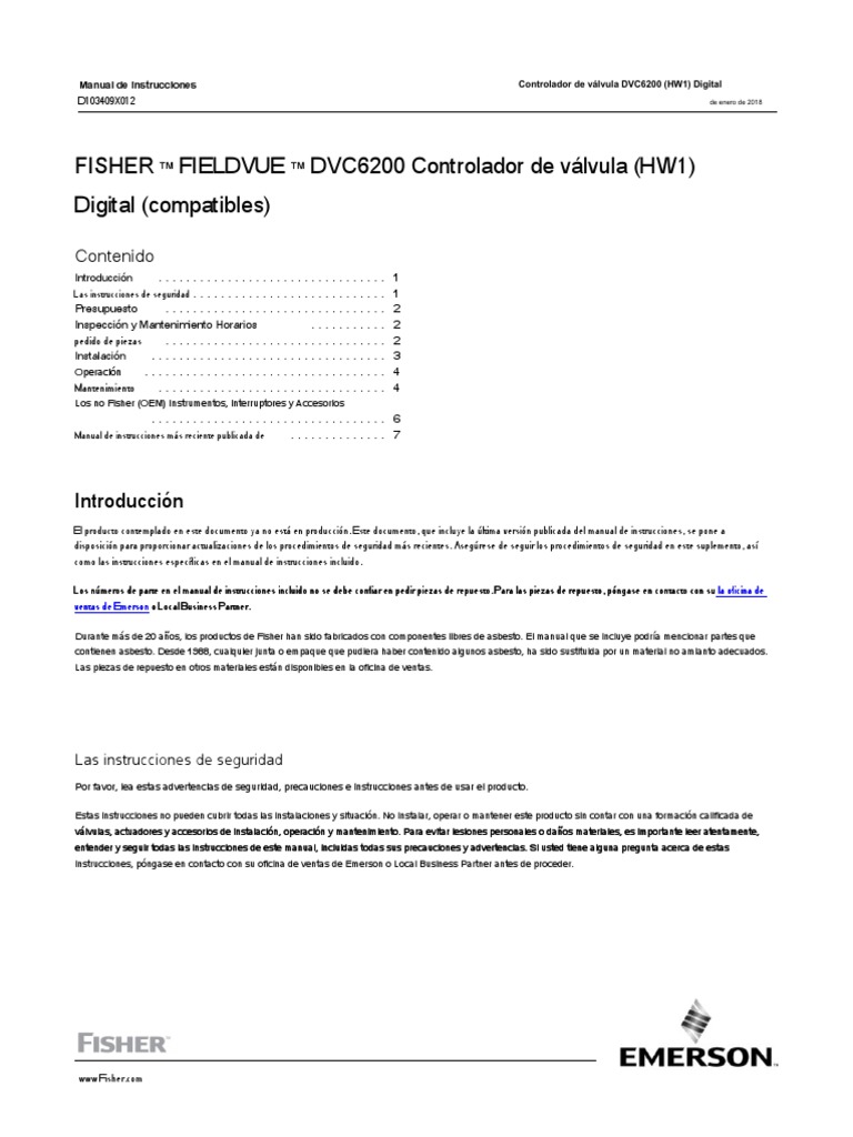 Manual Fisher Fieldvue dvc6200 hw1 Digital Valve Controller Es