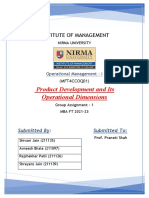 Product Development and Its Operational Dimensions: Institute of Management