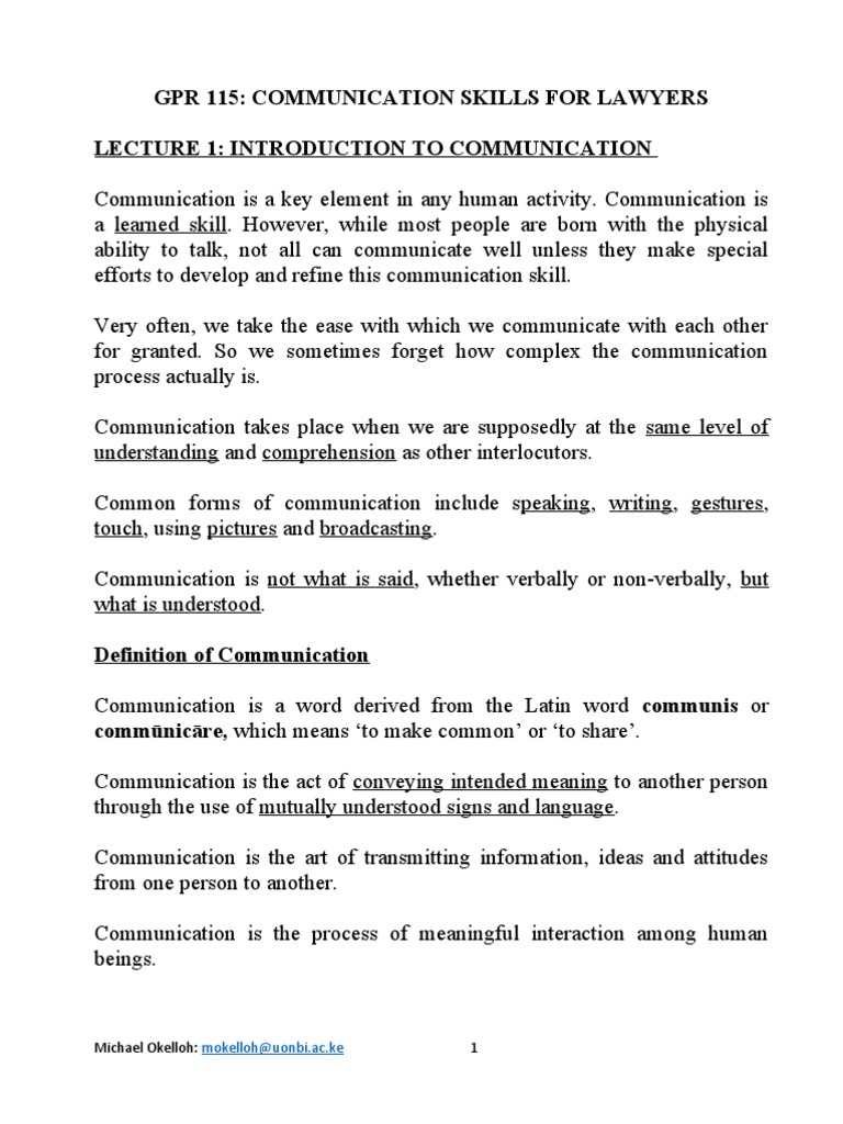 Communication Skills for Lawyers | PDF | Communication | Nonverbal ...