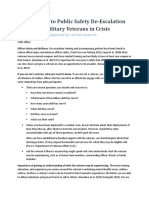 Introduction to Public Safety de Escalation Tactics for Military Veterans in Crisis Tips From the Field