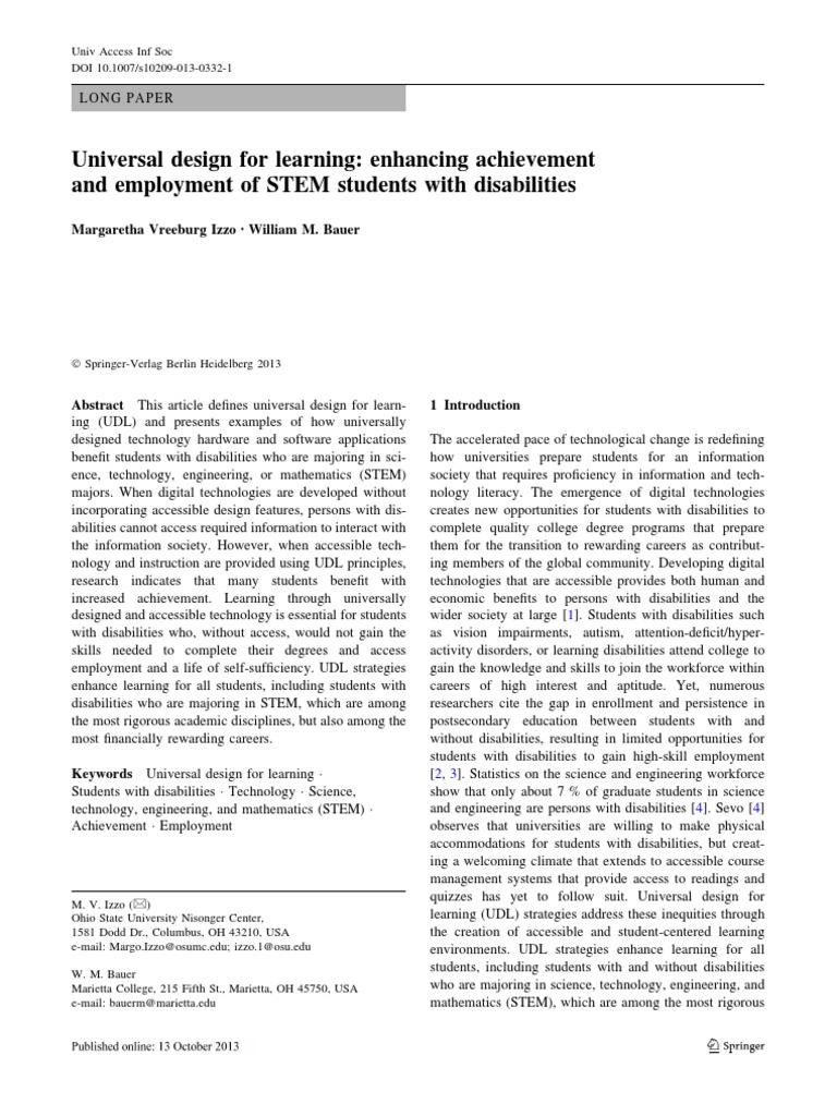 2013 STEM Students With Disabilities PDF I Pad Teaching Method