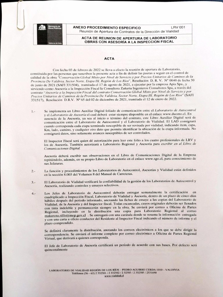 Acta Reunion Apertura Laboratorio | PDF | Science