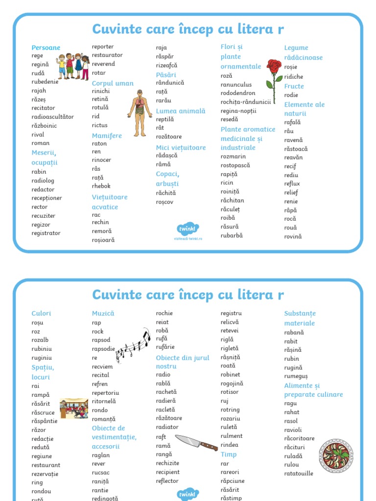 Litera R Cuvinte Utile | PDF