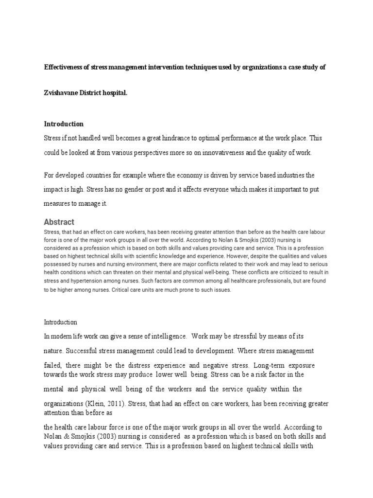 Stress Management Proposal (Mimie) PDF Stress (Biology) Nursing