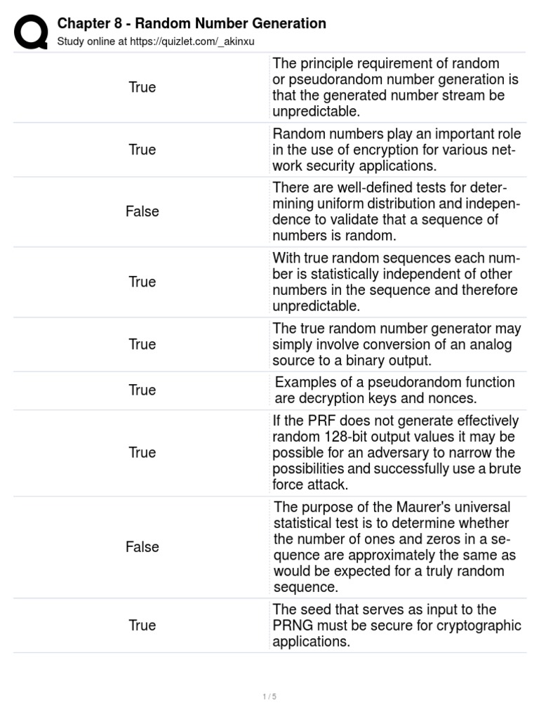 Chapter 8 Random Number Generation | PDF | Cryptography | Encryption
