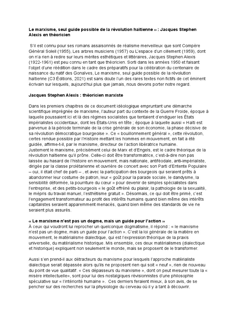 Le marxisme et la révolution haïtienne | PDF | Révolutions | Marxisme