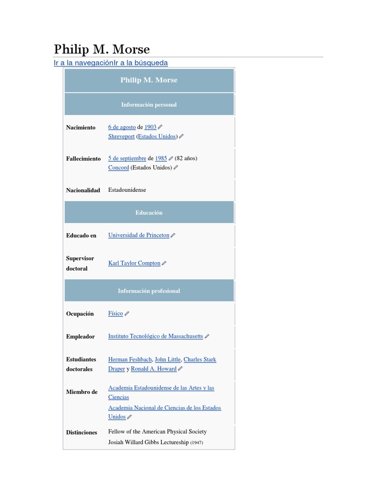 Philip M. Morse: Pionero en Física y OR | PDF | Science