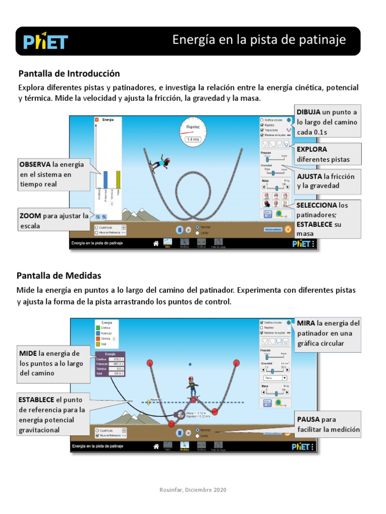 Energy Skate Park HTML Guide - Es | PDF | Energía cinética | Gravedad