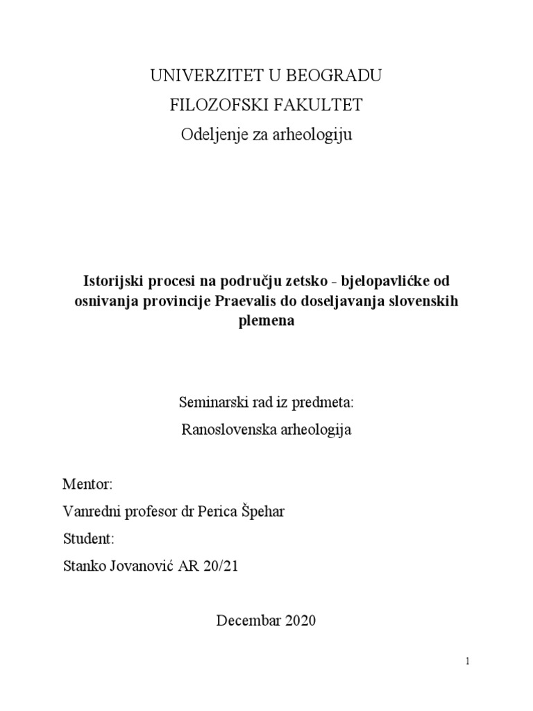 Istorijski Procesi Na Području Današnje Crne Gore Od Osnivanja ...