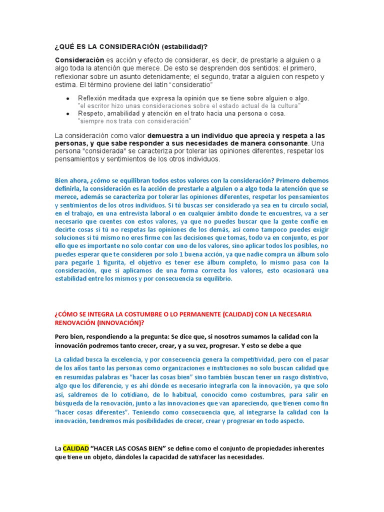 Definición y Valor de la Consideración | PDF | Innovación | Cognición