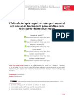 Efeito Da Terapia Cognitivo-Comportamental Um Ano Após Tratamento de Adultos Com Transtorno Depressivo Maior