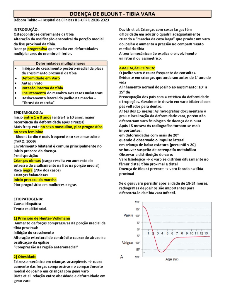 Doença de Blount - Diagnóstico e Tratamento | PDF | Joelho | Medicina ...