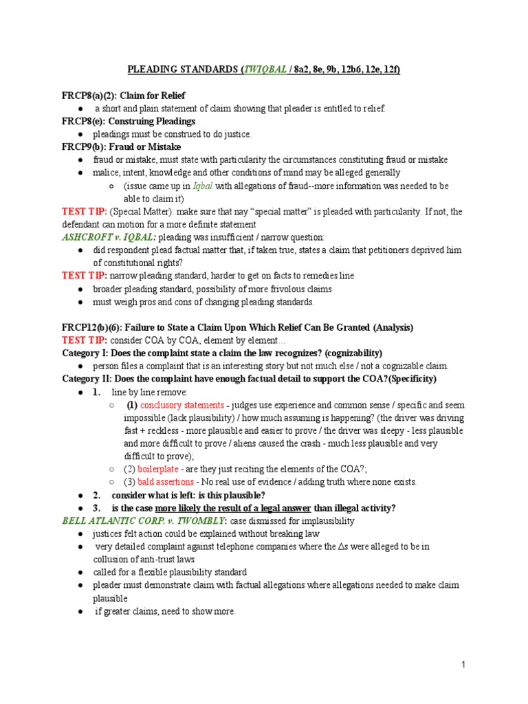 Civ Pro Outline PDF Federal Rules Of Civil Procedure Summary Judgment