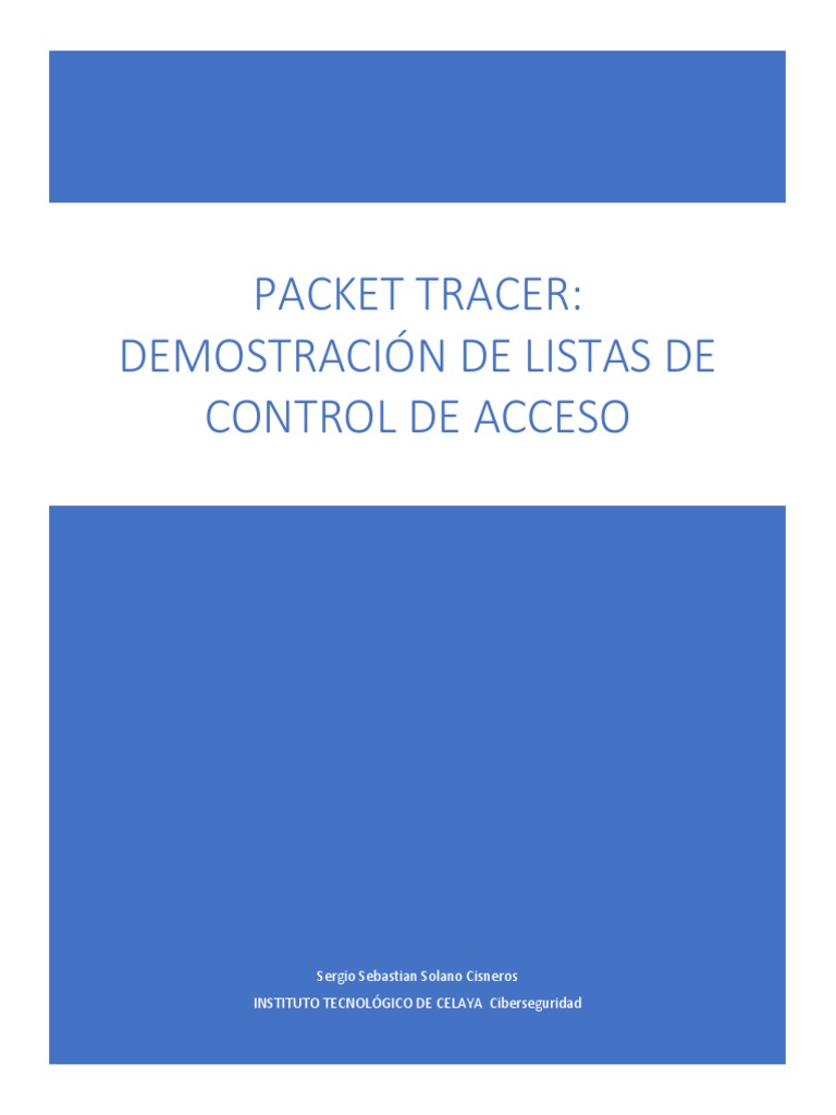 Packet Tracer: Demostración de ACL para control de acceso | PDF ...