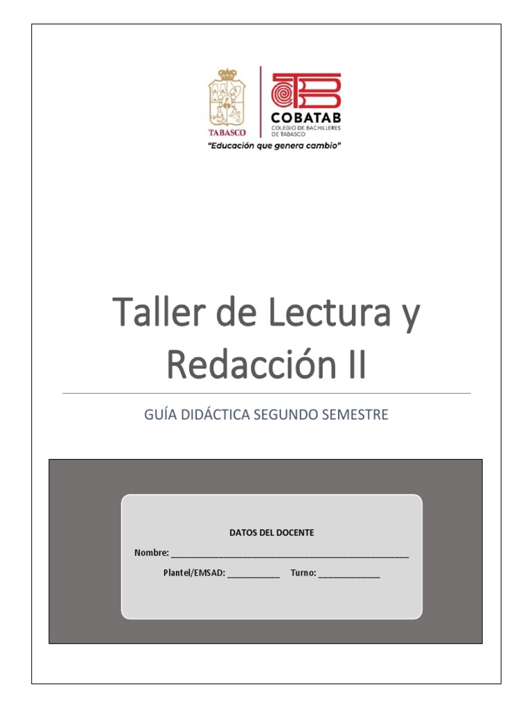 Segundo Semestre. - Guía Didáctica Del Docente. - Taller de Lectura y  Redacción II | PDF | Comunicación | Pensamiento, image size:768x1024