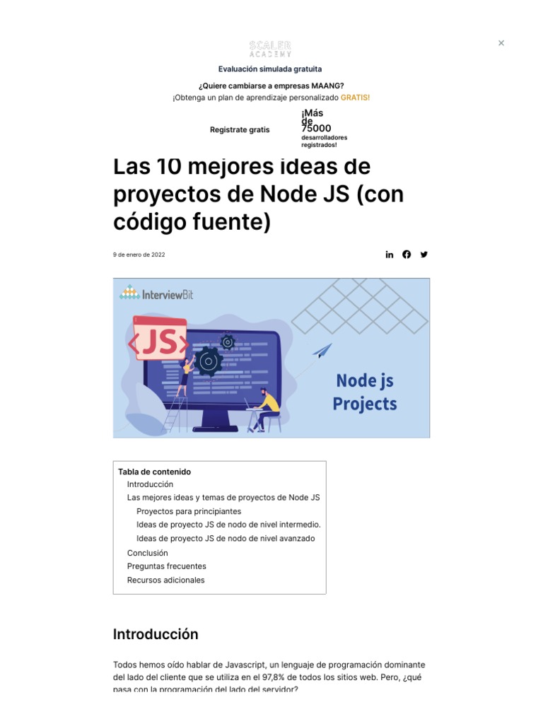 Los 10 Mejores Proyectos JS de Nodo para Principiantes y Avanzados (Con ...