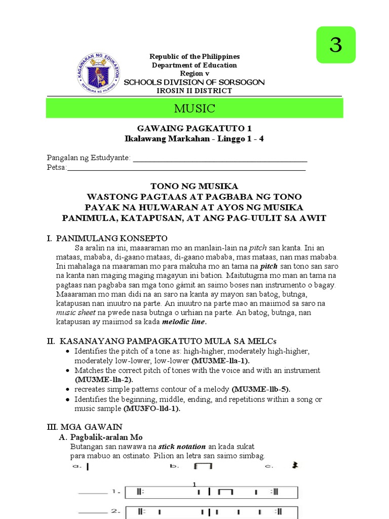 Music-3 Q2 Las-1 | PDF