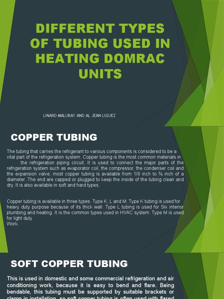 Different Types of Tubing Used in Heating Domrac Units PDF Pipe