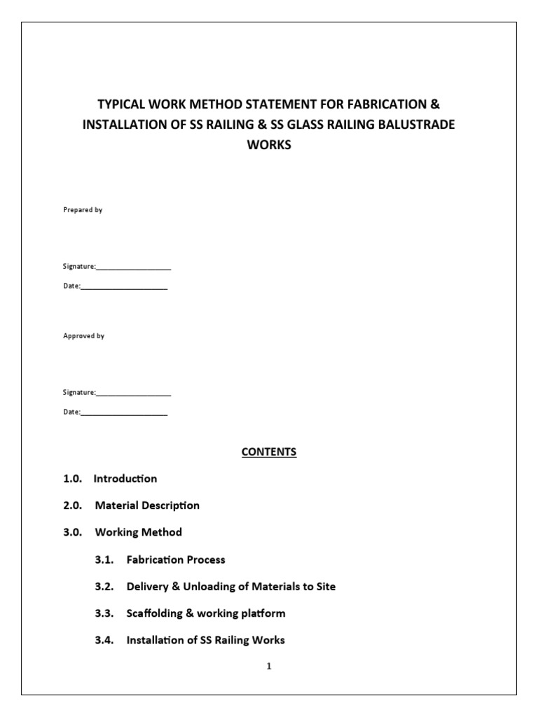 SS Railing & Glass Balustrade Method Statement | PDF | Welding ...