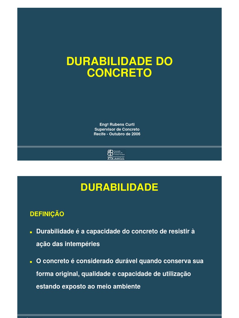 Durabilidade do Concreto: Fatores e Normas | PDF | Concreto | Cimento