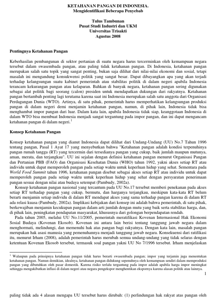 Ketahanan Pangan Indonesia: Tantangan dan Solusi | PDF