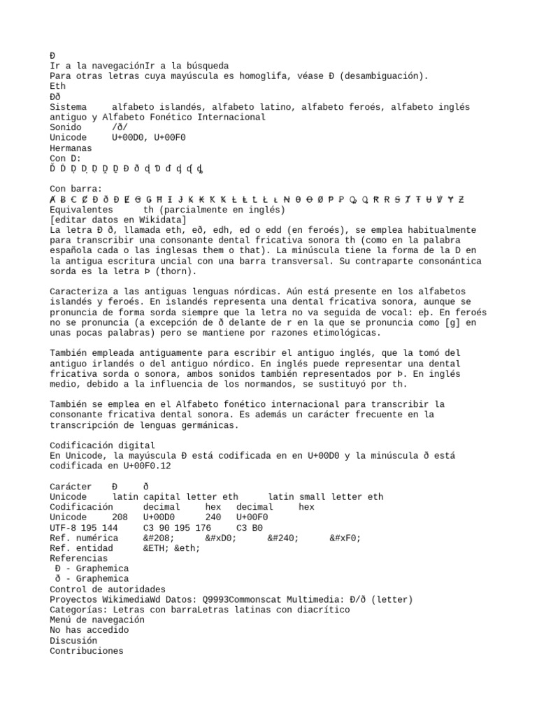 Letra Eth: Uso y Características | PDF | Colación | Escritura latina