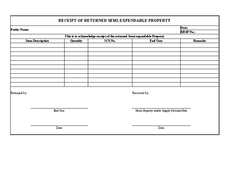 Receipt of returned semiexpendable property PDF