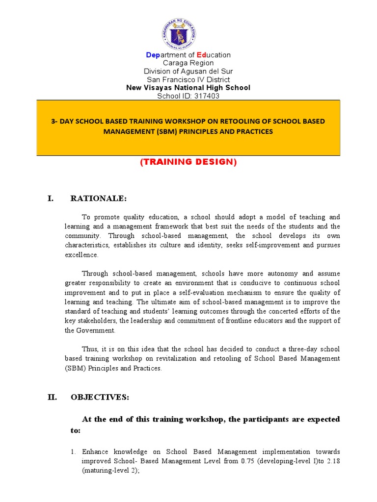 SBM Training Workshop Overview | PDF | Career & Growth