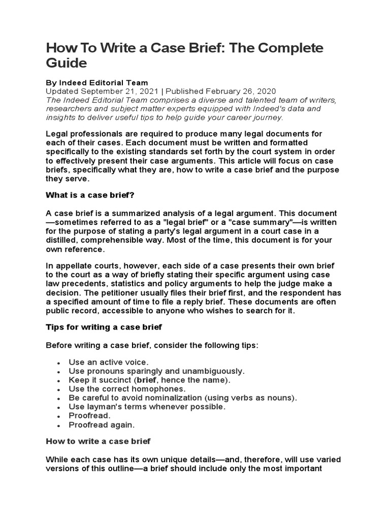 How To Write A Case Brief PDF Brief (Law) Lawsuit