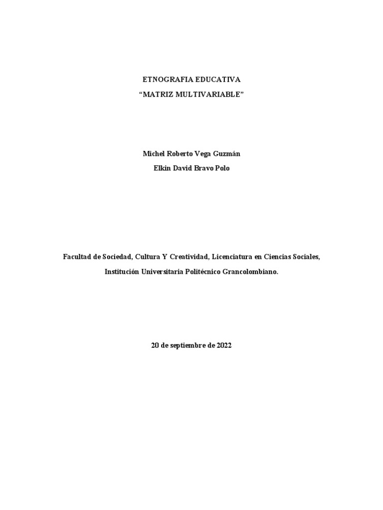 Matriz Multivariable | PDF | Etnografía