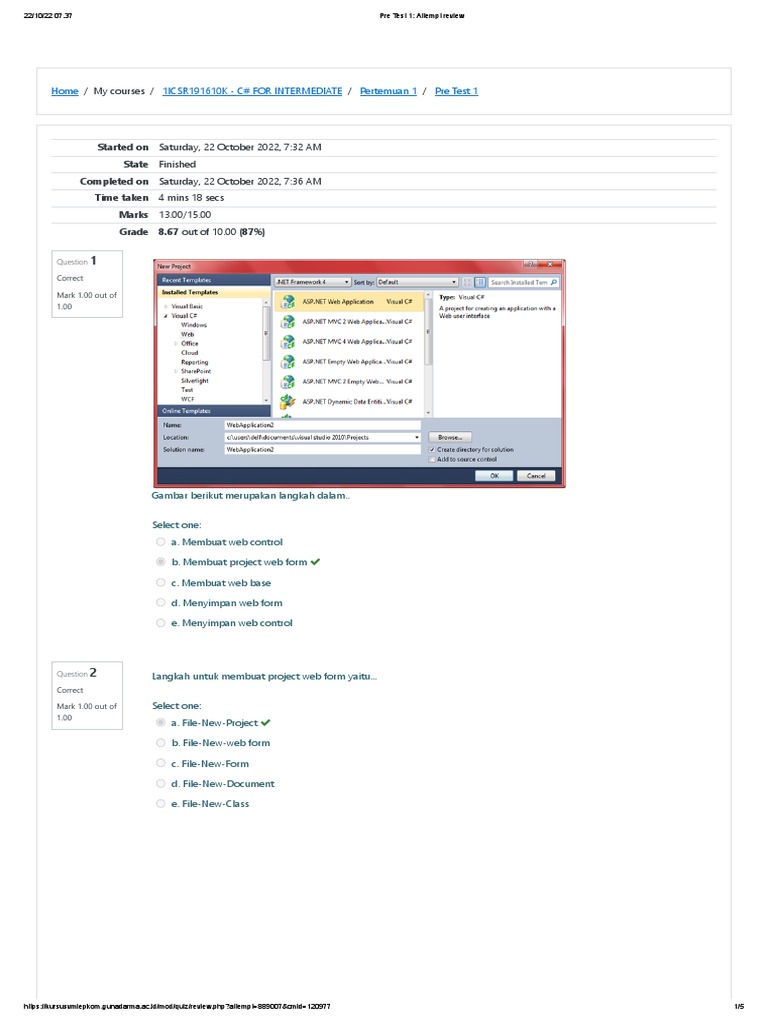 Pre Test 1 - Attempt Review | PDF