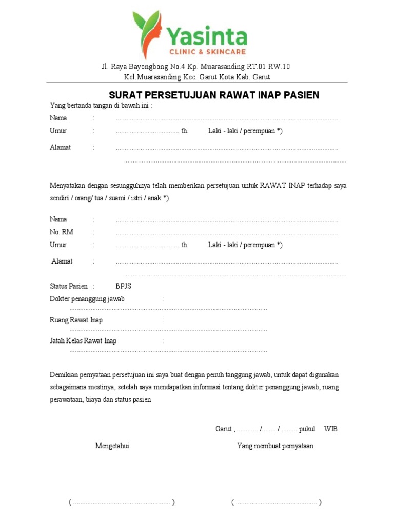 Persetujuan Rwat Inap Bpjs | PDF | Hukum