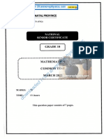 Maths Grade 10 March 2022 QP and Memo