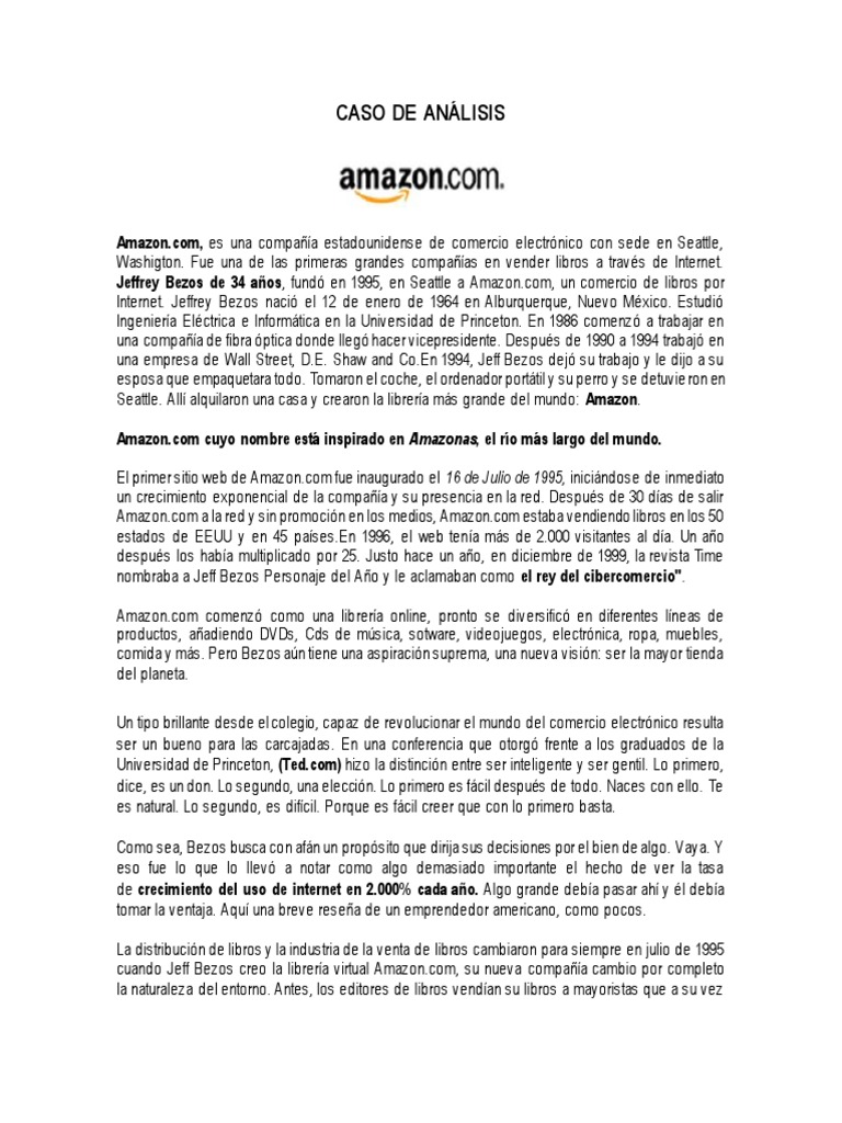 Historia de Amazon: Fundador y Creación | PDF | Comercio electrónico ...