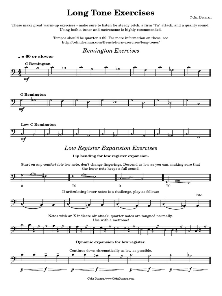 CSD Long Tone Exercises V2 PDF Music Theory Elements Of Music